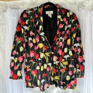 Saks Fifth Avenue Black Floral Blazer